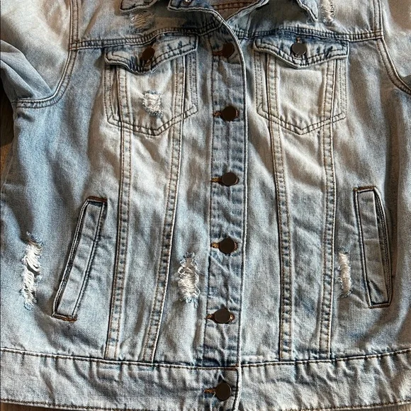 Kut from the Kloth Light Blue Distressed Jean Jacket - Picture 7 of 16